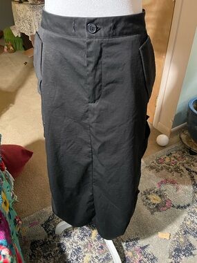 Black utility  Skirt with Front Button/ sides scrunch up/down Detail